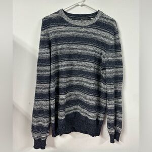 Billy Reid Sweater Men’s Medium Blue White Striped Cotton Linen Blend Italy